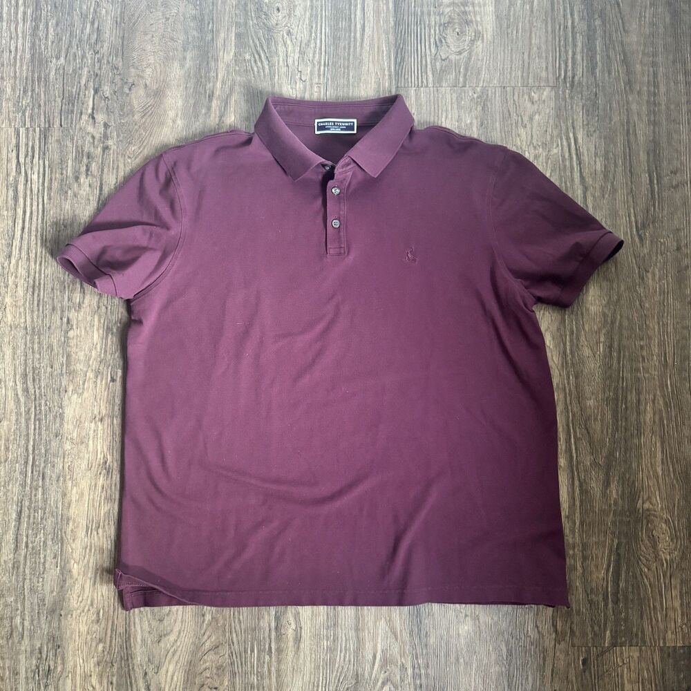 Charles Tyrwhitt Wine Popcorn Short Sleeve Textured Performance Polo Mens XL